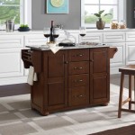 Eleanor Granite Top Kitchen Island Mahogany/Gray