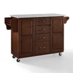 Eleanor Granite Top Kitchen Cart Mahogany/Gray