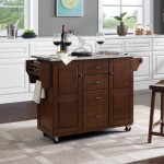 Eleanor Granite Top Kitchen Cart Mahogany/Gray