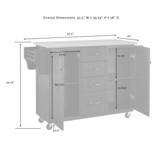 Eleanor Granite Top Kitchen Cart Mahogany/Gray