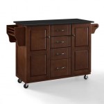 Eleanor Granite Top Kitchen Cart Mahogany/Black