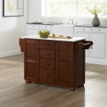 Eleanor Granite Top Kitchen Island Mahogany/White