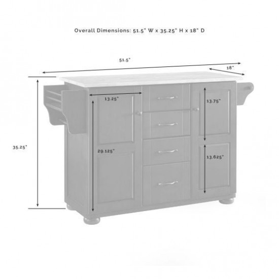 Eleanor Granite Top Kitchen Island Mahogany/White