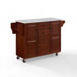 Eleanor Granite Top Kitchen Cart Mahogany/White