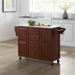 Eleanor Granite Top Kitchen Cart Mahogany/White