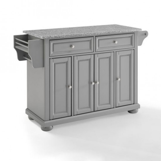 Alexandria Granite Top Full Size Kitchen Island/Cart Gray/Gray