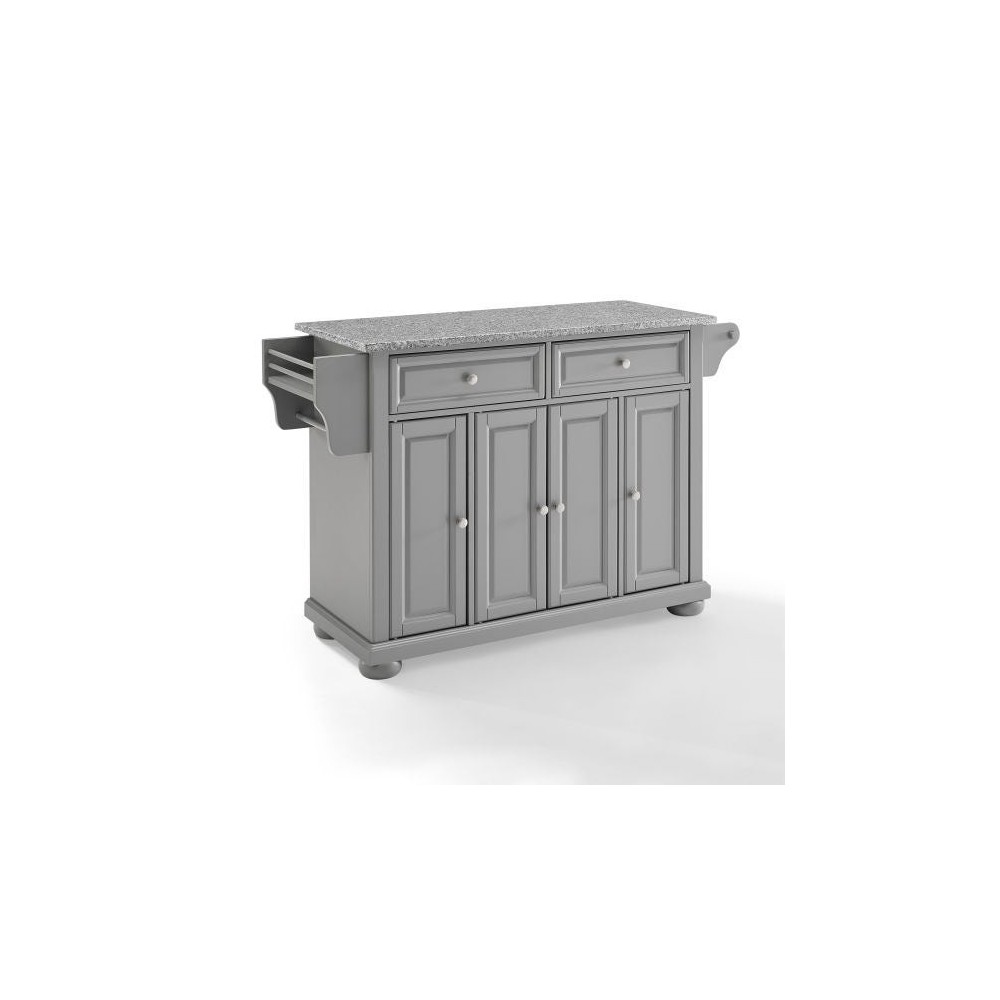 Alexandria Granite Top Full Size Kitchen Island/Cart Gray/Gray