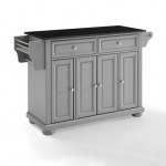 Alexandria Granite Top Full Size Kitchen Island/Cart Gray/Black