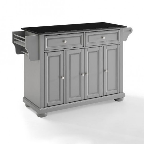 Alexandria Granite Top Full Size Kitchen Island/Cart Gray/Black