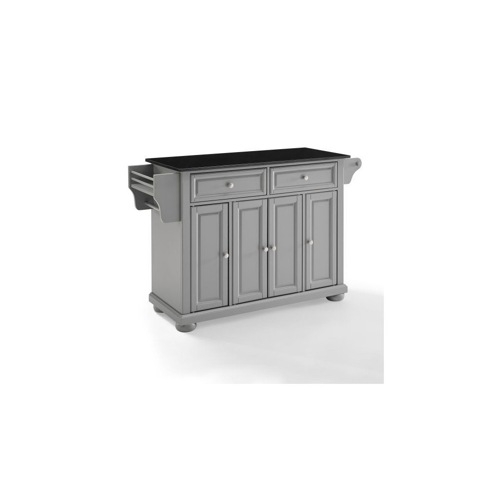 Alexandria Granite Top Full Size Kitchen Island/Cart Gray/Black