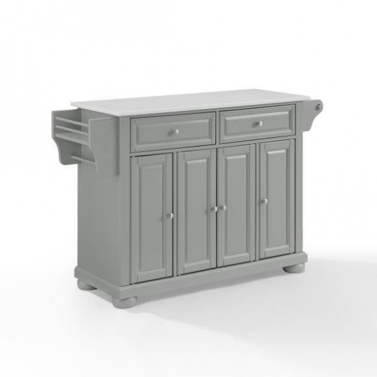 Alexandria Granite Top Full Size Kitchen Island/Cart Gray/White