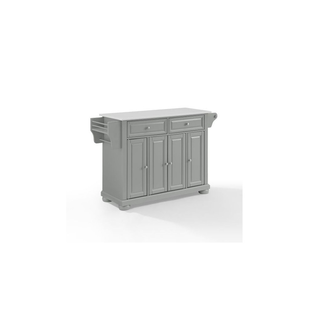 Alexandria Granite Top Full Size Kitchen Island/Cart Gray/White