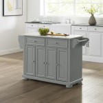 Alexandria Granite Top Full Size Kitchen Island/Cart Gray/White