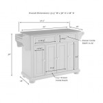 Alexandria Granite Top Full Size Kitchen Island/Cart Gray/White