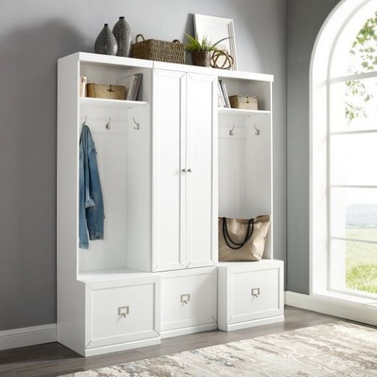 Harper 3Pc Entryway Set White - Pantry Closet & 2 Hall Trees