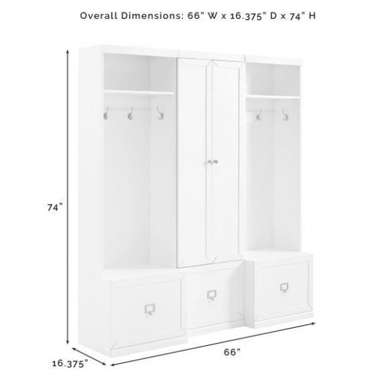 Harper 3Pc Entryway Set White - Pantry Closet & 2 Hall Trees