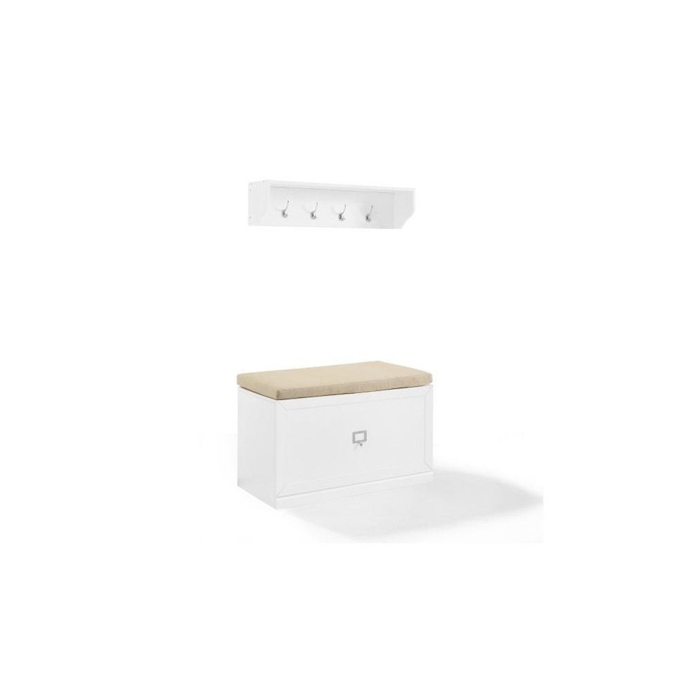 Harper 2Pc Entryway Set White - Bench & Shelf