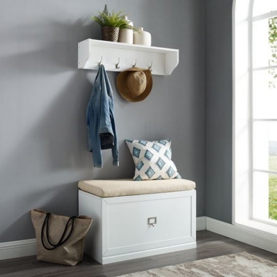 Harper 2Pc Entryway Set White - Bench & Shelf