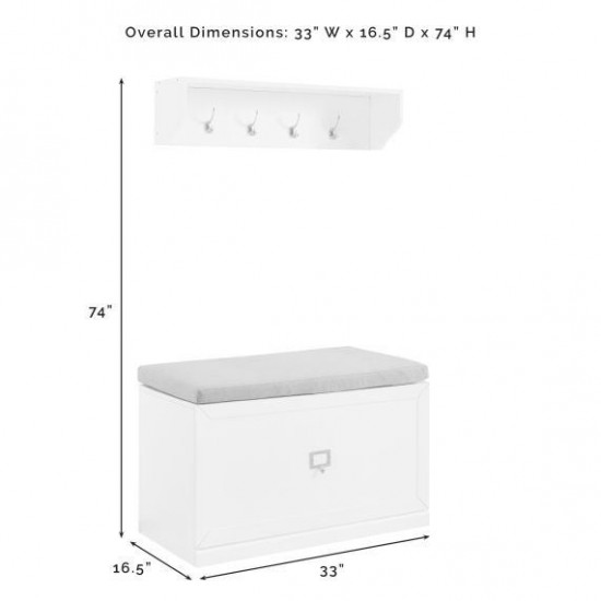 Harper 2Pc Entryway Set White - Bench & Shelf