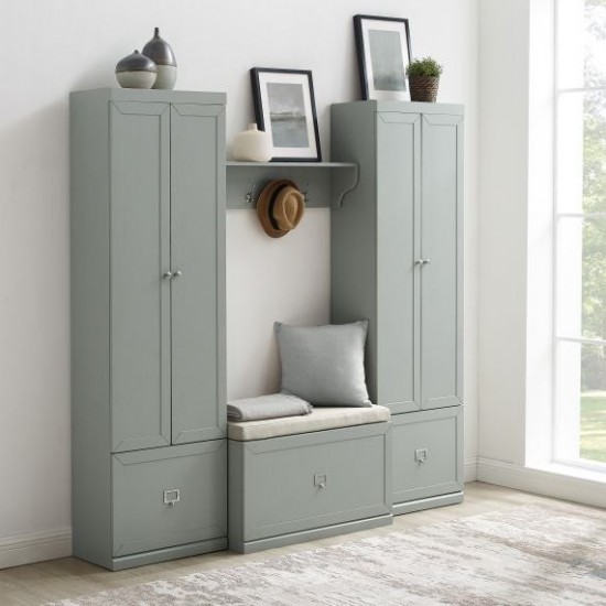 Harper 4Pc Entryway Set Gray/Creme - Bench, Shelf, 2 Pantry Closets