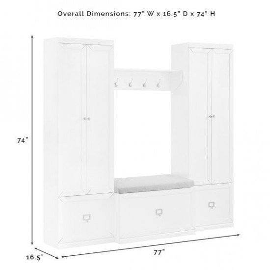 Harper 4Pc Entryway Set Gray/Creme - Bench, Shelf, 2 Pantry Closets