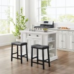 Seaside Island W/Upholstered Saddle Stools- Island & 2 Stools