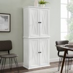 Clifton Tall Pantry Distressed White - 2 Stackable Pantries