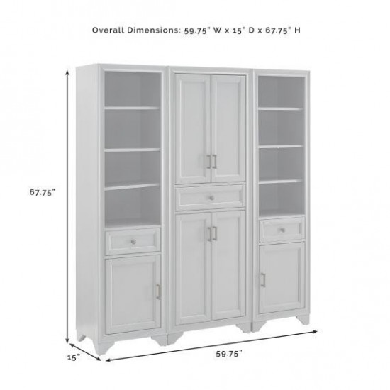 Tara 3Pc Pantry Set Distressed White - Pantry & 2 Linen Cabinets