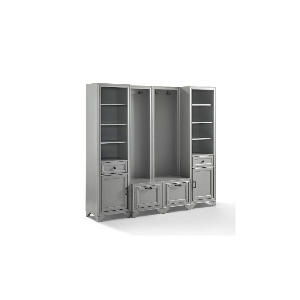Tara 4Pc Entryway Set Distressed Gray 2 Hall Trees & 2 Linen