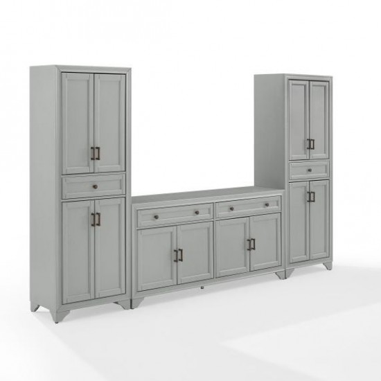 Tara 3Pc Sideboard And Pantry Set Distressed Gray - Sideboard & 2 Pantries