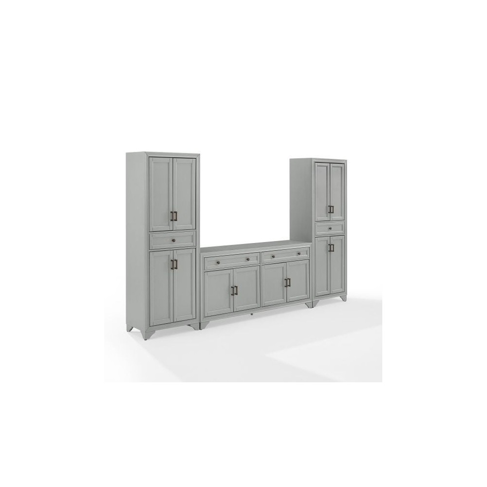 Tara 3Pc Sideboard And Pantry Set Distressed Gray - Sideboard & 2 Pantries