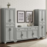 Tara 3Pc Sideboard And Pantry Set Distressed Gray - Sideboard & 2 Pantries