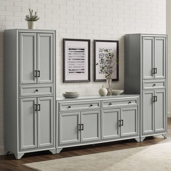 Tara 3Pc Sideboard And Pantry Set Distressed Gray - Sideboard & 2 Pantries