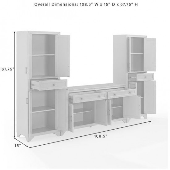 Tara 3Pc Sideboard And Pantry Set Distressed Gray - Sideboard & 2 Pantries