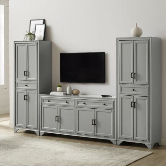 Tara 3Pc Entertainment Set Distressed Gray - Sideboard & 2 Pantries