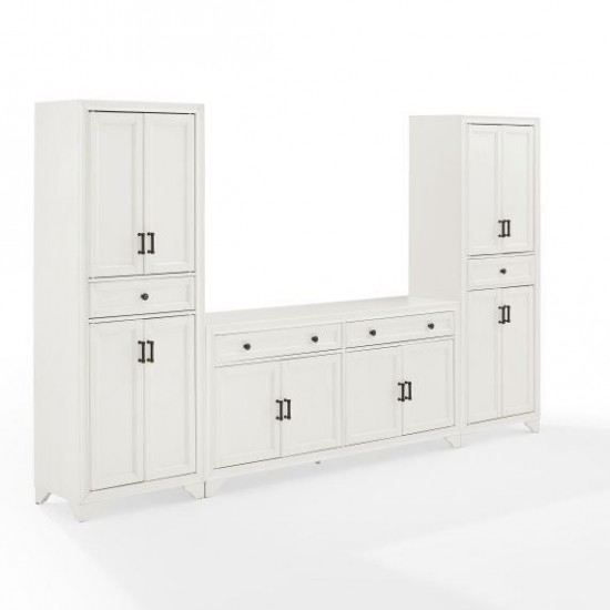 Tara 3Pc Entertainment Set Distressed White - Sideboard & 2 Pantries