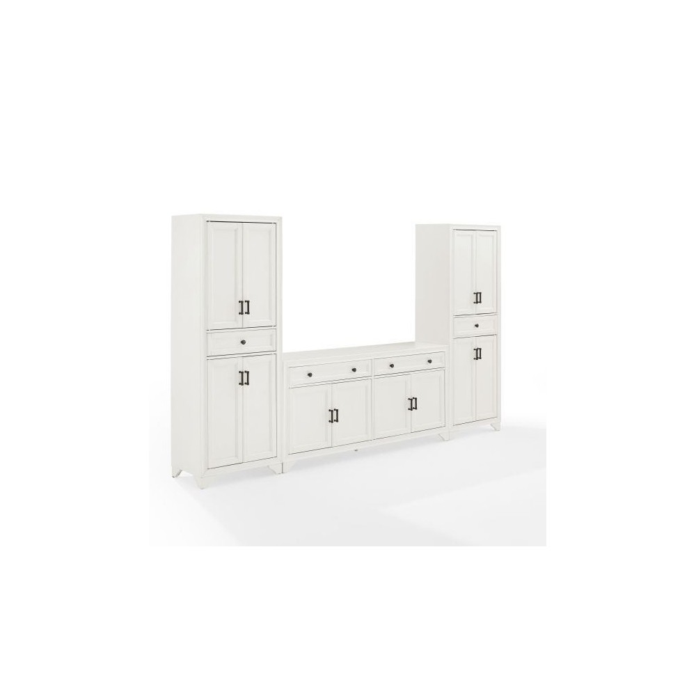 Tara 3Pc Entertainment Set Distressed White - Sideboard & 2 Pantries