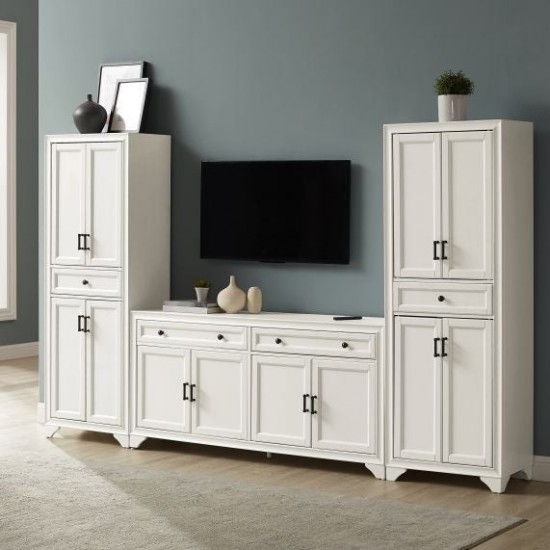 Tara 3Pc Entertainment Set Distressed White - Sideboard & 2 Pantries