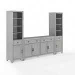 Tara 3Pc Sideboard And Bookcase Set Distressed Gray - Sideboard & 2 Bookcases