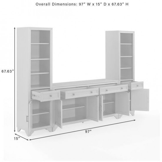 Tara 3Pc Sideboard And Bookcase Set Distressed Gray - Sideboard & 2 Bookcases