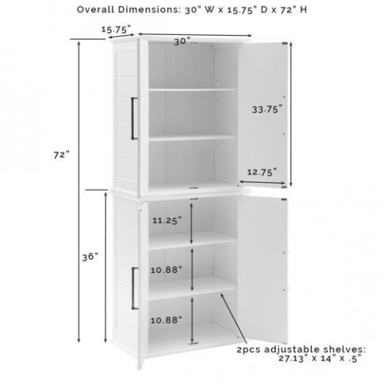 Bartlett Tall Storage Pantry White - 2 Stackable Pantries