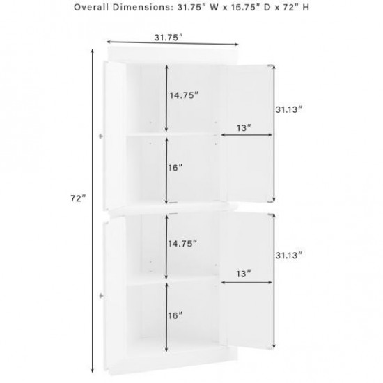 Shoreline Tall Corner Pantry White - 2 Stackable Pantries