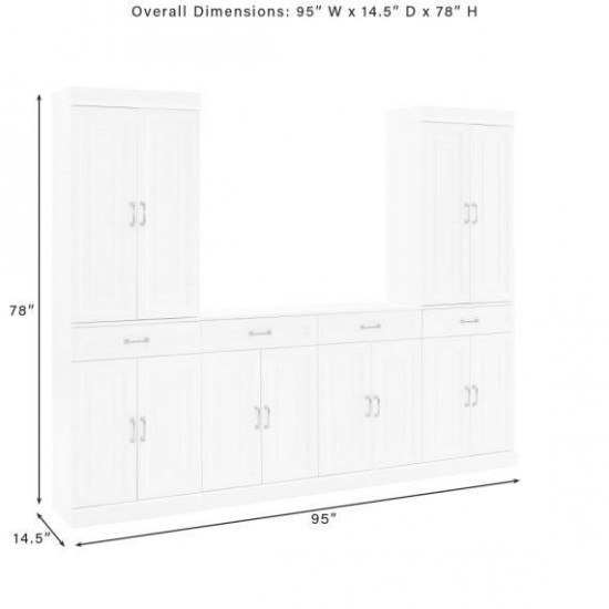 Stanton 3Pc Sideboard And Pantry Set White - Sideboard & 2 Pantries