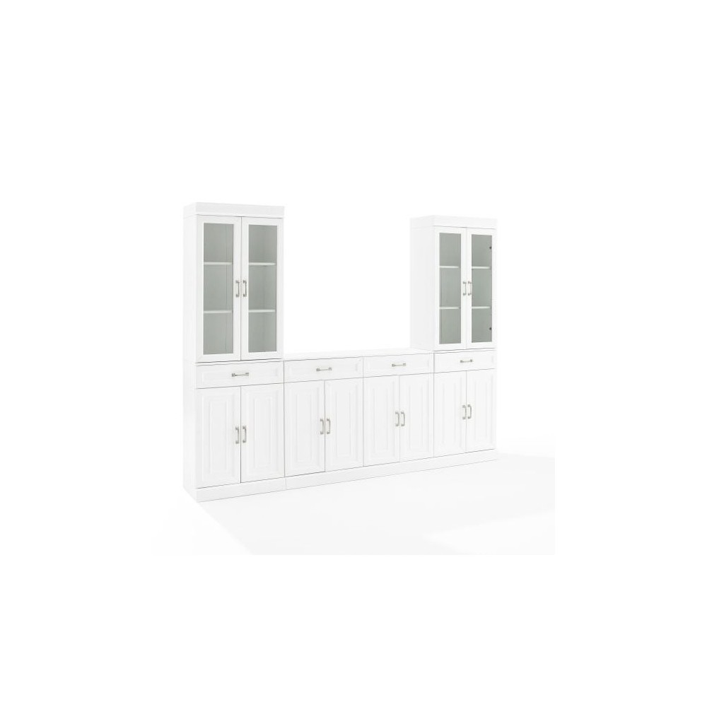 Stanton 3Pc Sideboard And Glass Door Pantry Set White - Sideboard & 2 Pantries