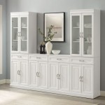 Stanton 3Pc Sideboard And Glass Door Pantry Set White - Sideboard & 2 Pantries