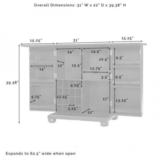 Alexandria Expandable Bar Cabinet Mahogany