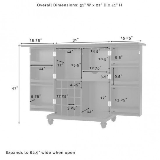 Cambridge Expandable Bar Cabinet Black