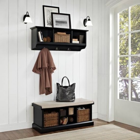 Brennan 2Pc Entryway Set Black/Tan - Bench, Shelf
