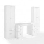 Harper 3Pc File Cabinet Desk Set White - Desk & 2 Storage Cabinets