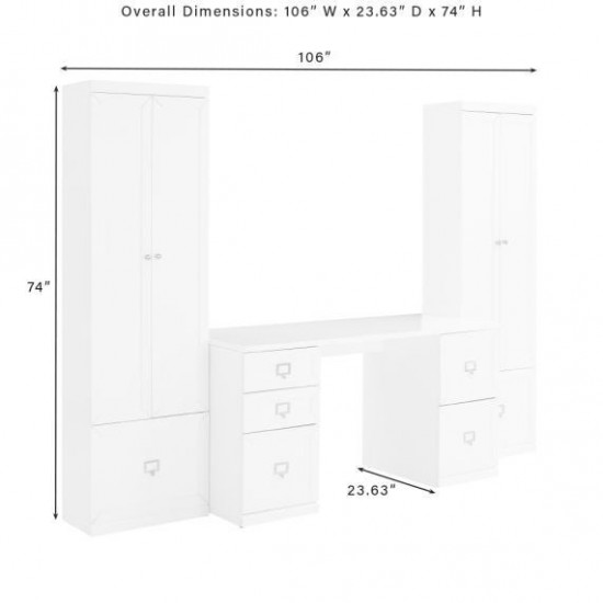 Harper 3Pc File Cabinet Desk Set White - Desk & 2 Storage Cabinets